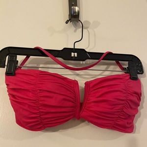 Hot pink Seafolly bandeau top and bikini bottoms